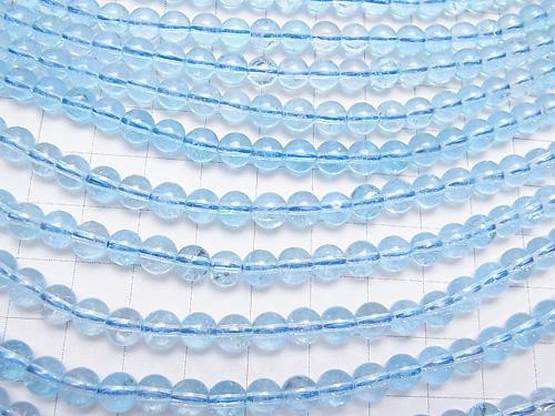 Sky blue Topaz AAA - Round 6 mm 1/4 or 1strand (aprx.15 inch / 38 cm)