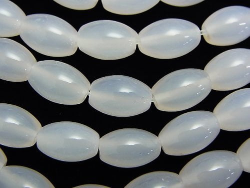 White Chalcedony Rice 12x8x8mm 1strand beads (aprx.14inch / 35cm)