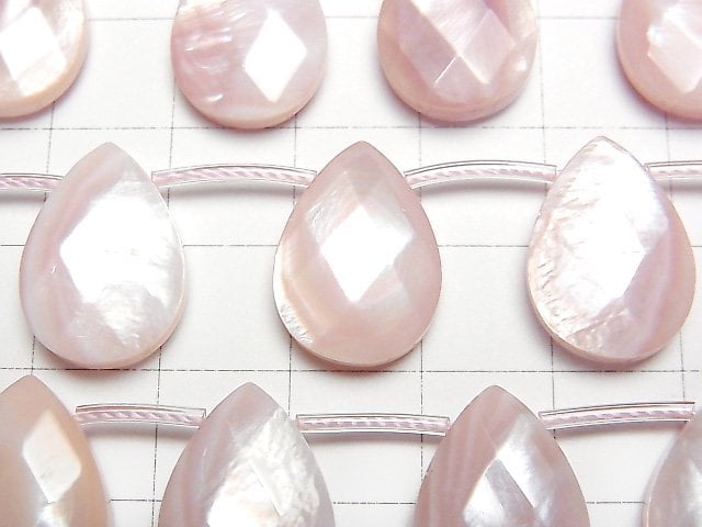 [Video]High Quality Pink Shell AAA Faceted Pear Shape 18x13mm 1/4 or 1strand beads (aprx.15inch/38cm)