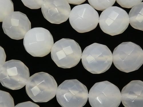 1strand $8.79! White Chalcedony 64Faceted Round 10mm 1strand (aprx.15inch / 38cm)
