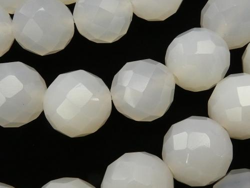 1strand $9.79! White Chalcedony 64Faceted Round 12mm 1strand (aprx.15inch / 38cm)
