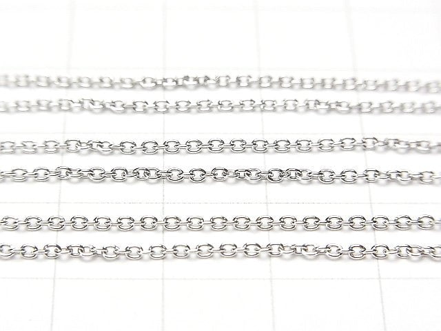 Silver925 Cable Chain 1.3mm Rhodium Plated 10cm