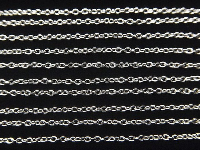 Silver925 Cable Chain 1.3mm Rhodium Plated 10cm