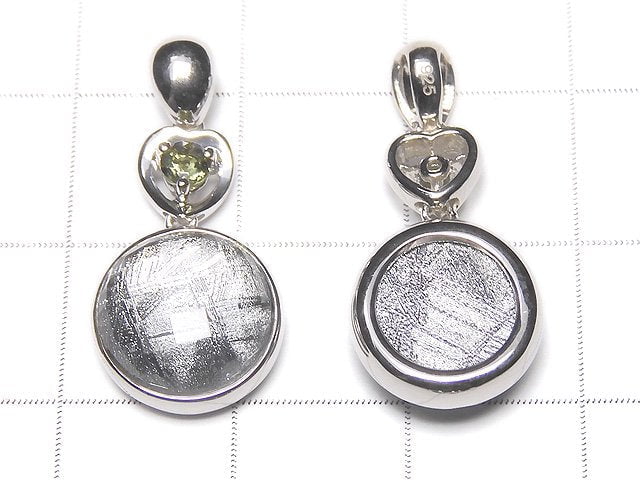 Meteorite & Moldavite 1 Stone! Coin Pendant 11mm Silver925