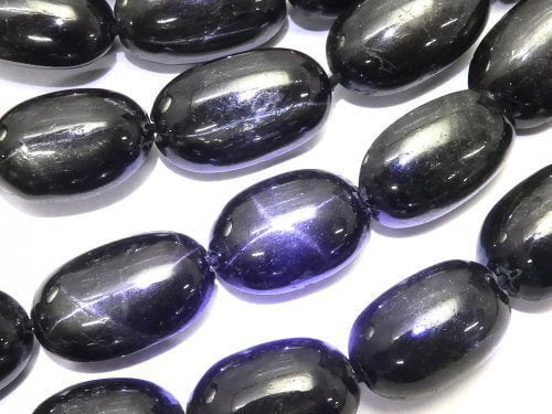 [Video] High Quality Black Star Diopside AAA- Oval half or 1strand beads (aprx.14inch / 35cm)