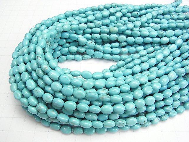 [Video] Magnesite Turquoise Oval 8x6x3mm 1strand beads (aprx.15inch / 37cm)