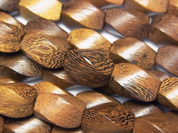 Wood Beads  Rice 4Faceted Faceted Twist 15x9x9mm 1strand beads (aprx.15inch/38cm)