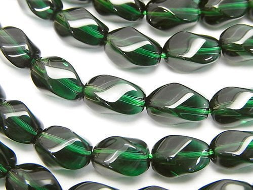 Green Quartz 4Faceted Twist Faceted Rice 10x6x6mm 1strand beads (aprx.15inch/37cm)