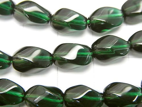Green Quartz 4Faceted Twist Faceted Rice 10x6x6mm 1strand beads (aprx.15inch/37cm)