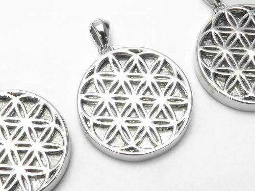 Meteorite Flower of life design included Coin Pendant 20 mm Silver 925