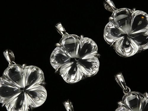[Video]High Quality Crystal AAA Flower Pendant 15x15x10mm Silver925 1pc