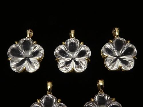 High Quality Crystal AAA Flower Pendant 15 x 15 x 10 mm 18 KGP 1 pc
