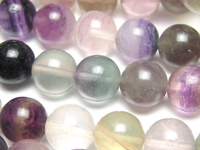 [Video] Multicolor Fluorite AA+ Round 12mm half or 1strand beads (aprx.15inch/37cm)