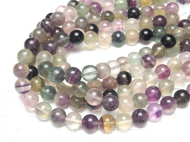[Video] Multicolor Fluorite AA+ Round 12mm half or 1strand beads (aprx.15inch/37cm)