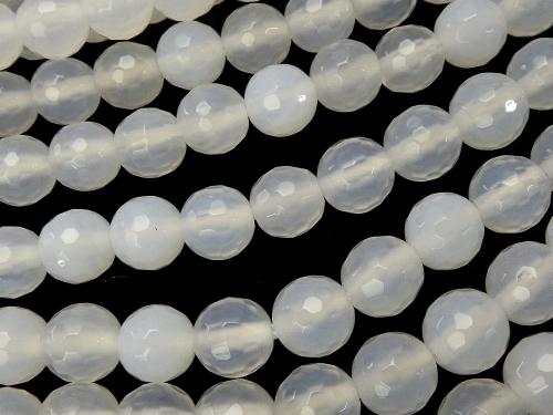 1strand $6.79! White Chalcedony 128Faceted Round 6mm 1strand (aprx.15inch / 38cm)