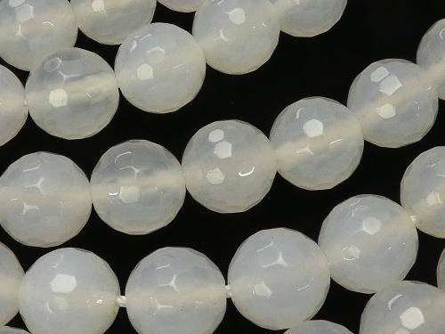 1strand $8.79! White Chalcedony 128 Faceted Round 10 mm 1strand (aprx.15 inch / 38 cm)