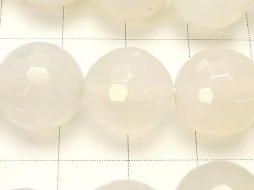 1strand $9.79! White Chalcedony 128 Faceted Round 12 mm 1strand (aprx.15 inch / 38 cm)