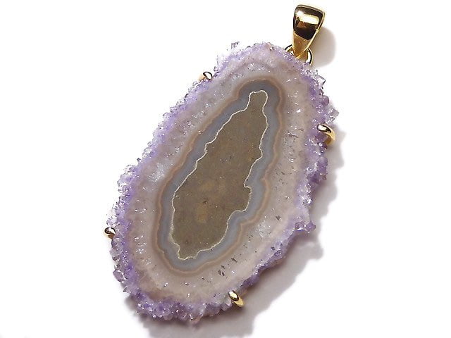 [Video] [One of a kind] Flower Amethyst Pendant 18KGP NO.114