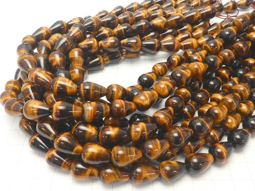 1strand $9.79! Yellow Tiger Eye AAA - Vertical Hole Drop (Smooth) 14x10x10 1strand (aprx.15inch / 36cm)