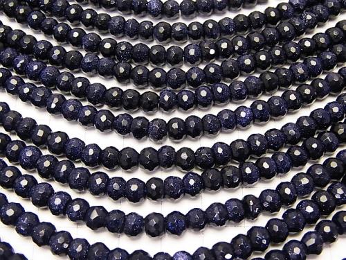 1strand $8.79! Blue Golden Sand Stone  Faceted Button Roundel 6x6x4mm 1strand (aprx.15inch/36cm)