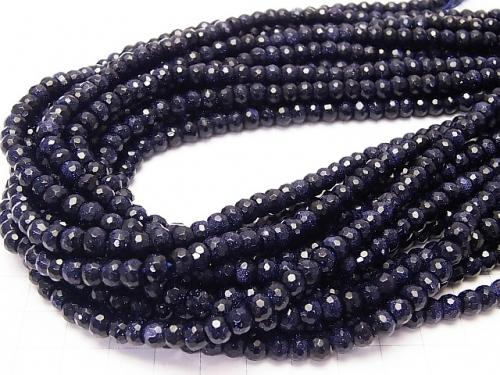 1strand $8.79! Blue Golden Sand Stone  Faceted Button Roundel 6x6x4mm 1strand (aprx.15inch/36cm)