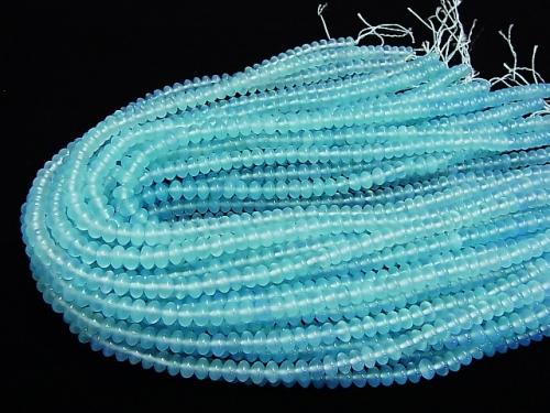 Sea blue Chalcedony AAA Roundel 6 x 6 x 4 mm 1/4 or 1strand (aprx.15 inch / 38 cm)