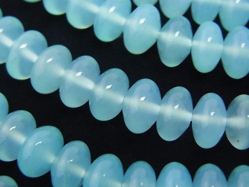 Sea Blue Chalcedony AAA Roundel 8 x 8 x 5 mm 1/4 or 1strand (aprx.15 inch / 38 cm)