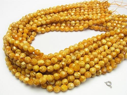 Prest Amber 32 Faceted Round 7 mm 1/4 or 1strand (aprx.15 inch / 38 cm)
