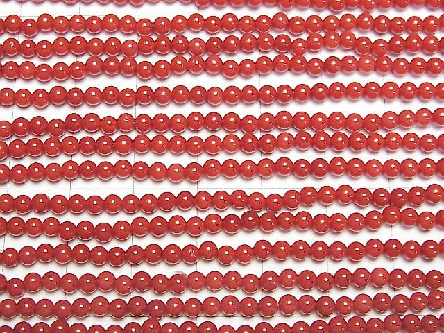 Red Coral (Dyed) Round 3mm 1strand beads (aprx.15inch/37cm)