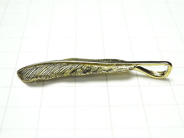 Brass Feather Pendant 48x11x2mm 1pc
