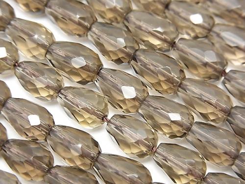 Smoky Crystal Quartz AAA Vertical Hole Faceted Drop 10x7x7mm half or 1strand (aprx.15inch/36cm)