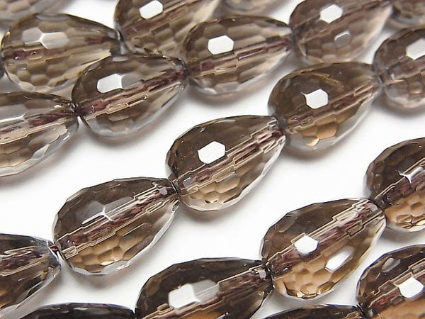 [Video]Smoky Quartz AAA Vertical Hole Faceted Drop 14x10x10mm 1/4 or 1strand (aprx.15inch/37cm)