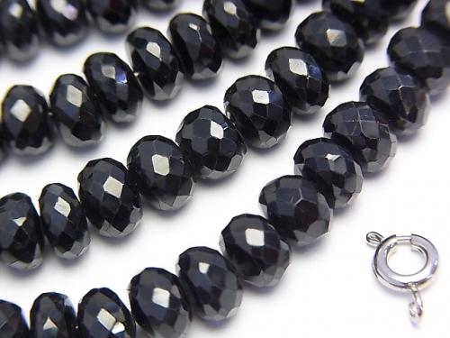 High Quality Black Spinel AAA - AAA - Faceted Button Roundel half or 1strand (aprx. 13 inch / 32 cm)