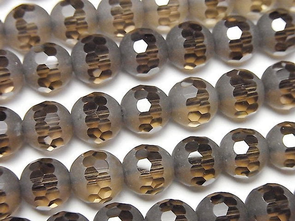 [Video] Partially Faceted Frost Smoky Quartz AAA Round 8mm half or 1strand beads (aprx.15inch / 38cm)