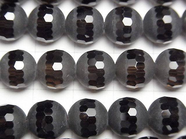 [Video] Partially Faceted Frost Smoky Quartz AAA Round 10mm half or 1strand beads (aprx.15inch / 36cm)