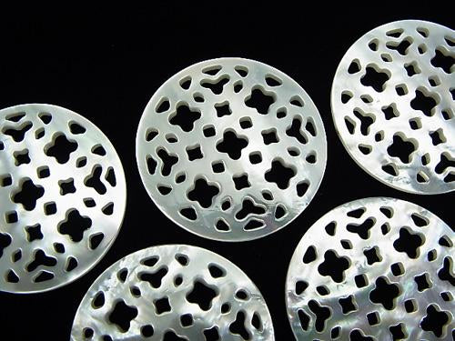 1pc $6.79! High Quality White Shell Watermark Coin 30x30x2mm Flower Design 1pc