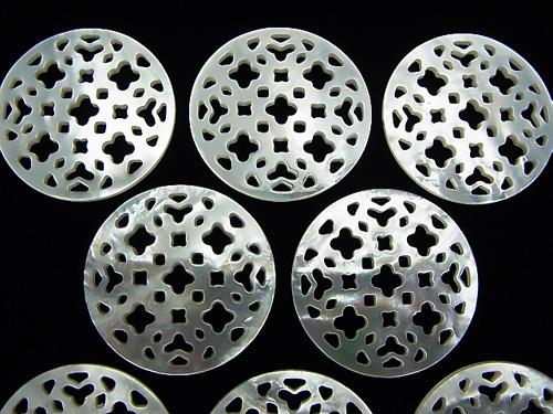 1pc $6.79! High Quality White Shell Watermark Coin 30x30x2mm Flower Design 1pc