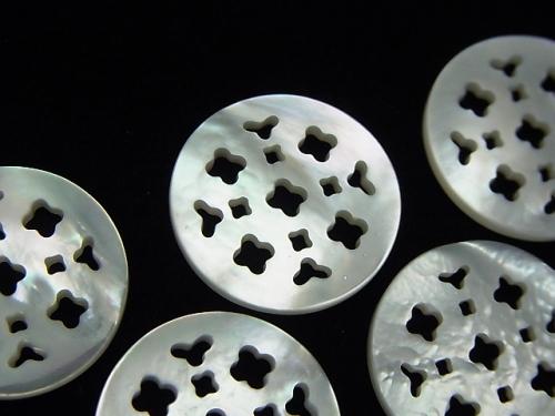 1pc $6.79! High Quality White Shell Watermark Coin 20x20x2mm Flower Design 1pc