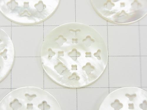 1pc $6.79! High Quality White Shell Watermark Coin 20x20x2mm Flower Design 1pc