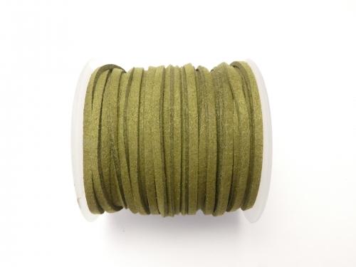 1rool (Approx 20m) $4.79! Fake Suede Leather Flat line 3 x 2 mm moss green 1 roll
