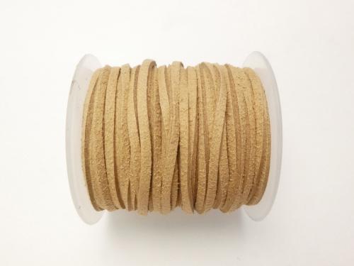 1rool (Approx 20m) $4.79! Fake Suede Leather Flat line 3 x 2 mm Brown beige 1 roll