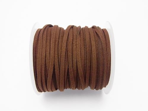 1rool (Approx 20m) $4.79! Fake Suede Leather Flat line 3 x 2 mm dark brown 1 roll