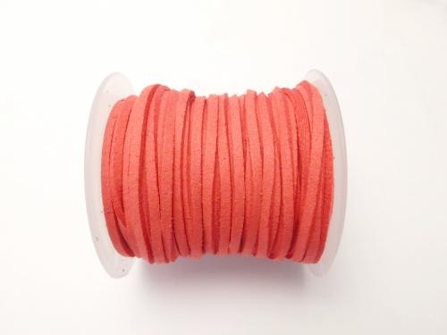 1rool (Approx 20m) $4.79! Fake Suede Leather Flat line 3 x 2 mm Coral 1 roll