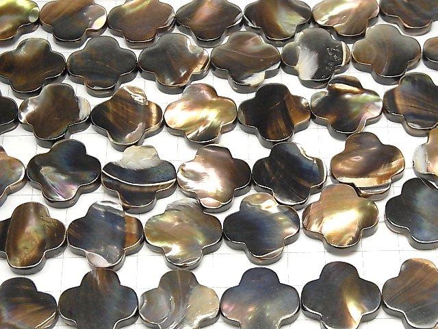 [Video] Mother of Pearl MOP Brown Flower Motif 20x20x4mm half or 1strand beads (aprx.14inch / 34cm)