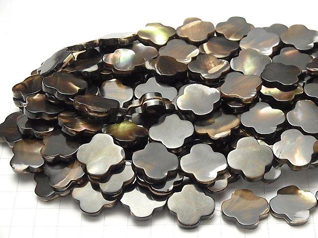 [Video] Mother of Pearl MOP Brown Flower Motif 20x20x4mm half or 1strand beads (aprx.14inch / 34cm)