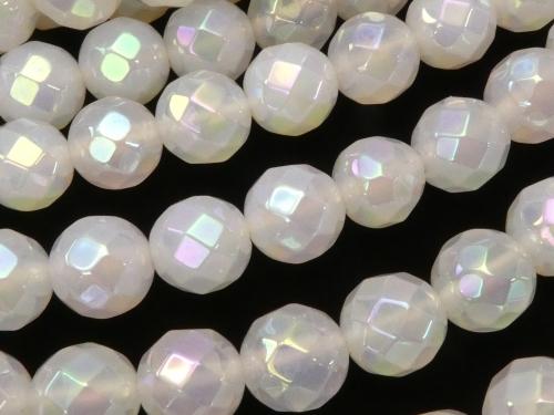 1strand $8.79! Flash, White Chalcedony 64Faceted Round 8mm 1strand (aprx.15inch / 38cm)