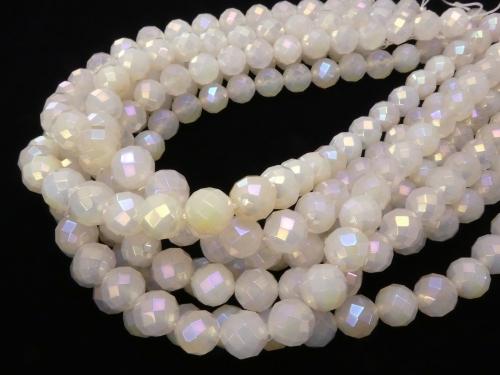1strand $9.79! Flash, White Chalcedony 64Faceted Round 10mm 1strand (aprx.15inch / 38cm)