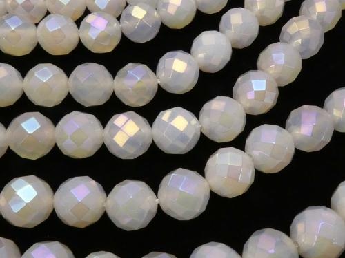 Flash, White Chalcedony 64 Faceted Round 12 mm half or 1 strand (aprx. 14 inch / 35 cm)