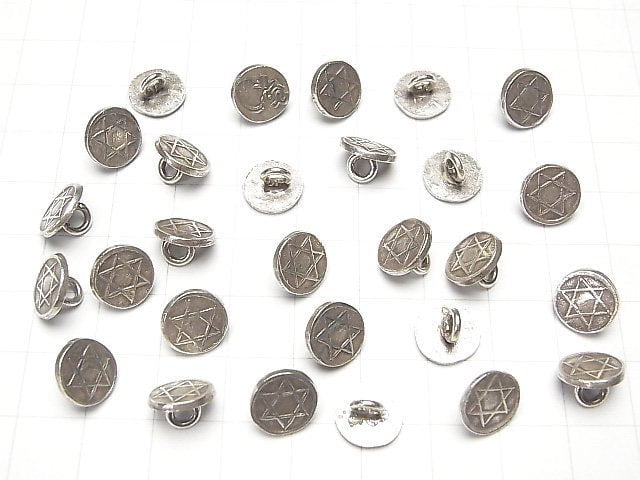 Karen Silver Hexagram Coin Charm (Concho) 10x10x6mm 1pc