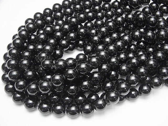 BlackTourmaline AAA- Round 12mm half or 1strand beads (aprx.15inch/37cm)